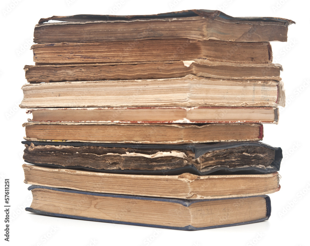 Stack of old books on a white background Stack of old books on a white background