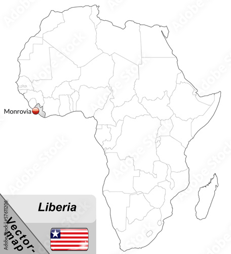 Inselkarte von Liberia mit Hauptstädten in Grau