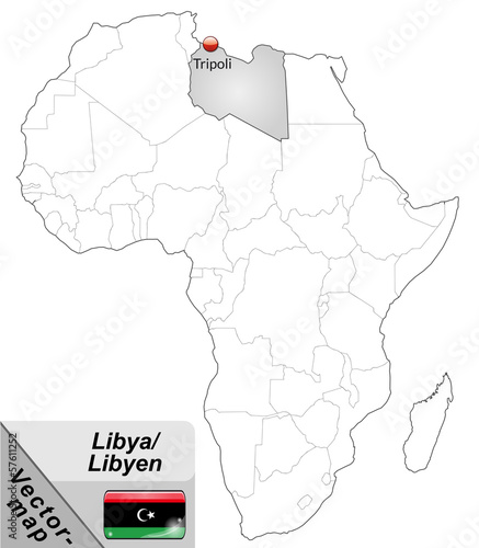 Inselkarte von Libyen mit Hauptstädten in Grau