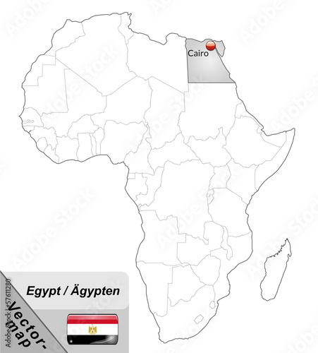 Inselkarte von Aegypten mit Hauptstädten in Grau
