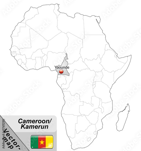 Inselkarte von Kamerun mit Hauptstädten in Grau
