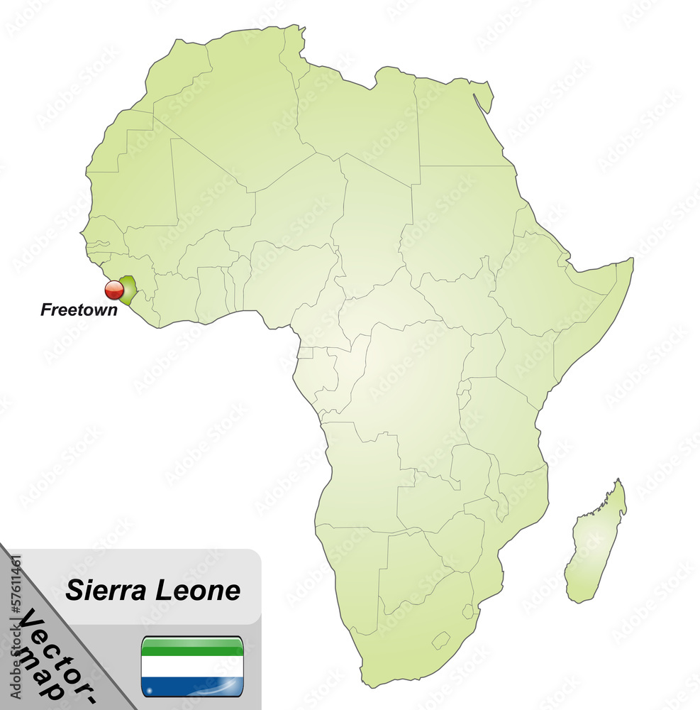 Inselkarte von Sierra-Leone mit Hauptstädten in Grün