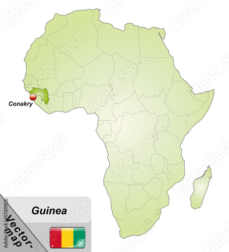 Inselkarte von Guinea mit Hauptstädten in Grün photo