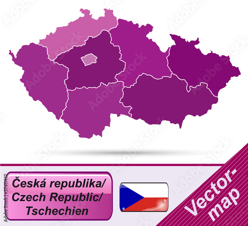 Grenzkarte von Tschechien mit Grenzen in Violett