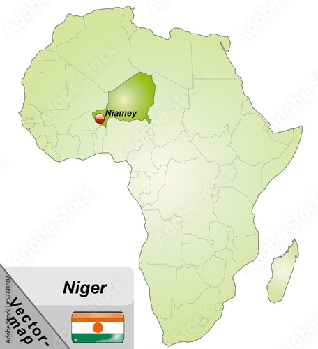Inselkarte von Niger mit Hauptstädten in Grün