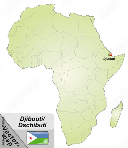 Inselkarte von Dschibuti mit Hauptstädten in Grün