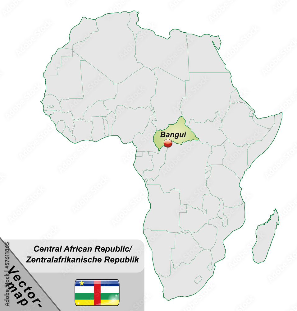 Inselkarte von ZentralafrikanischeRepublik mit Hauptstädten in P