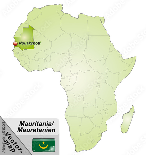 Inselkarte von Mauretanien mit Hauptstädten in Grün
