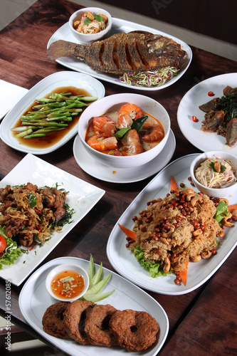 Set of Thai food menu