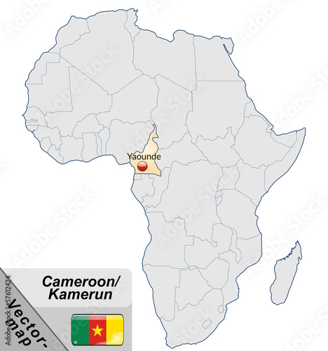 Inselkarte von Kamerun mit Hauptstädten in Pastelorange photo