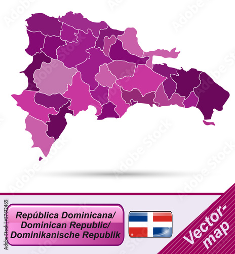Grenzkarte von Dominikanische-Republik mit Grenzen in Violett