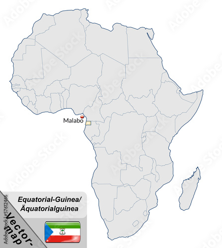 Inselkarte von Aequatorialguinea mit Hauptstädten in Pastelorang