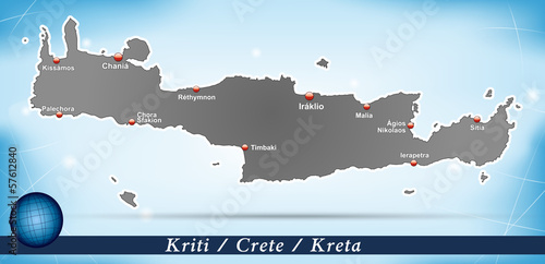Inselkarte von Kreta Abstrakter Hintergrund in Blau