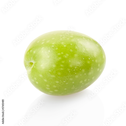 Green olive on white, clipping path included