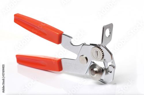 Tableau sur toile Can opener on White background