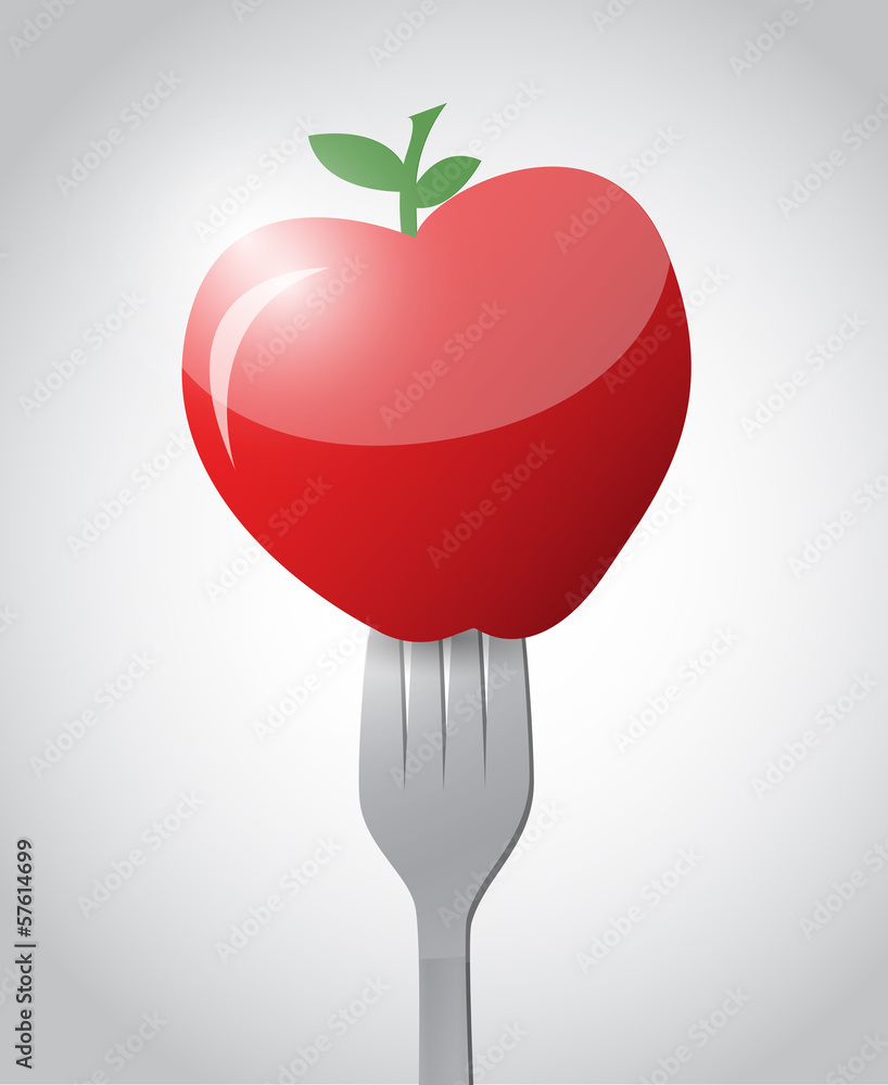 Obraz premium fork and apple illustration design