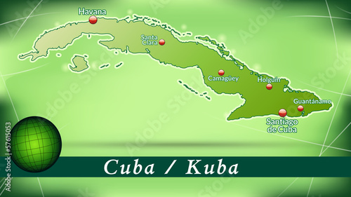 Inselkarte von Kuba Abstrakter Hintergrund in Grün