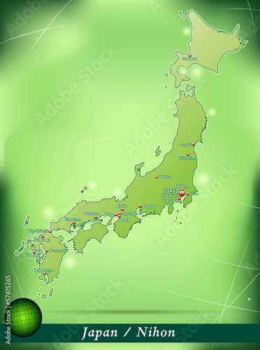 Inselkarte von Japan Abstrakter Hintergrund in Grün