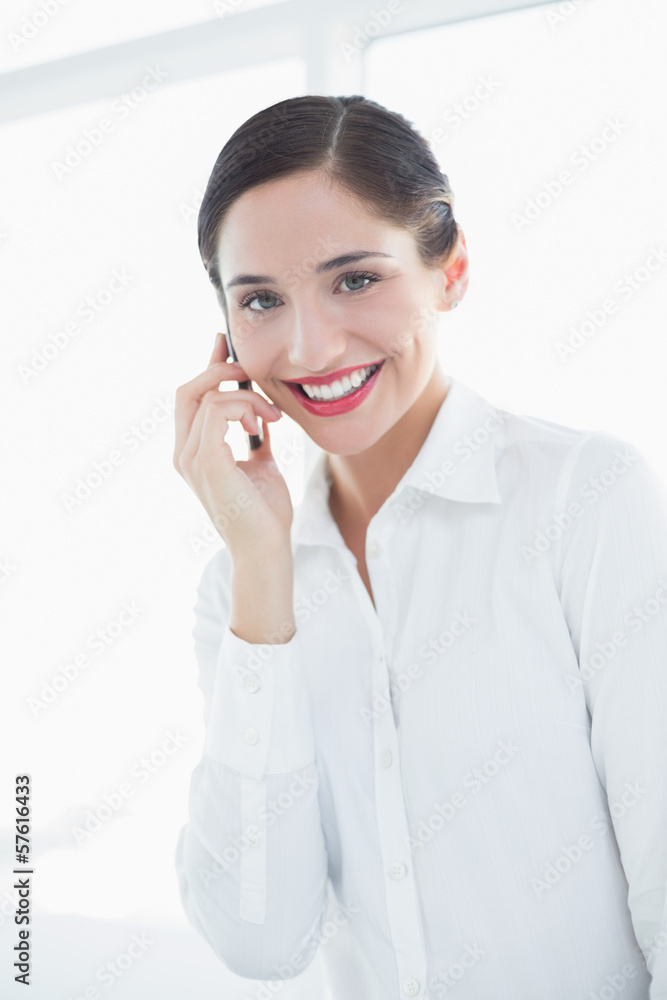 Smiling business woman using mobile phone Smiling business woman using mobile phone