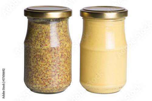 jar of mustard isolated on white background