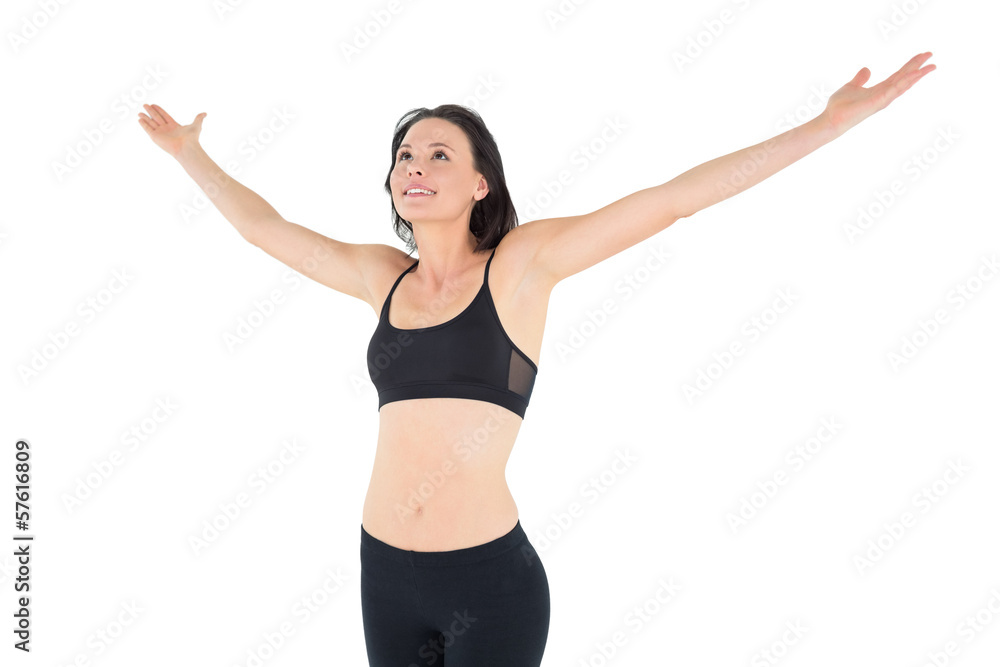 Sporty young woman with hands outstretched Sporty young woman with hands outstretched