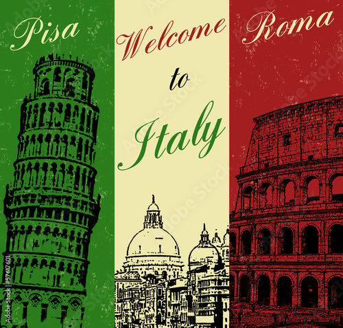 Welcome to Italy vintage poster