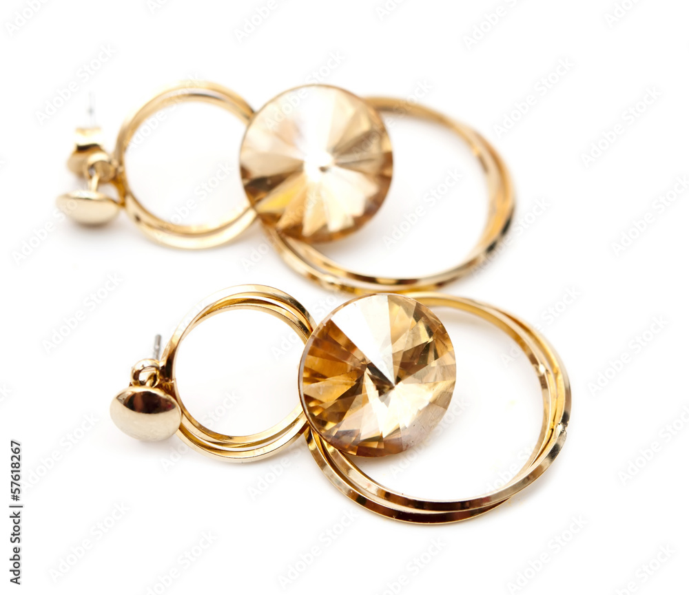 Pair of earrings isolated on the white background Pair of earrings isolated on the white background