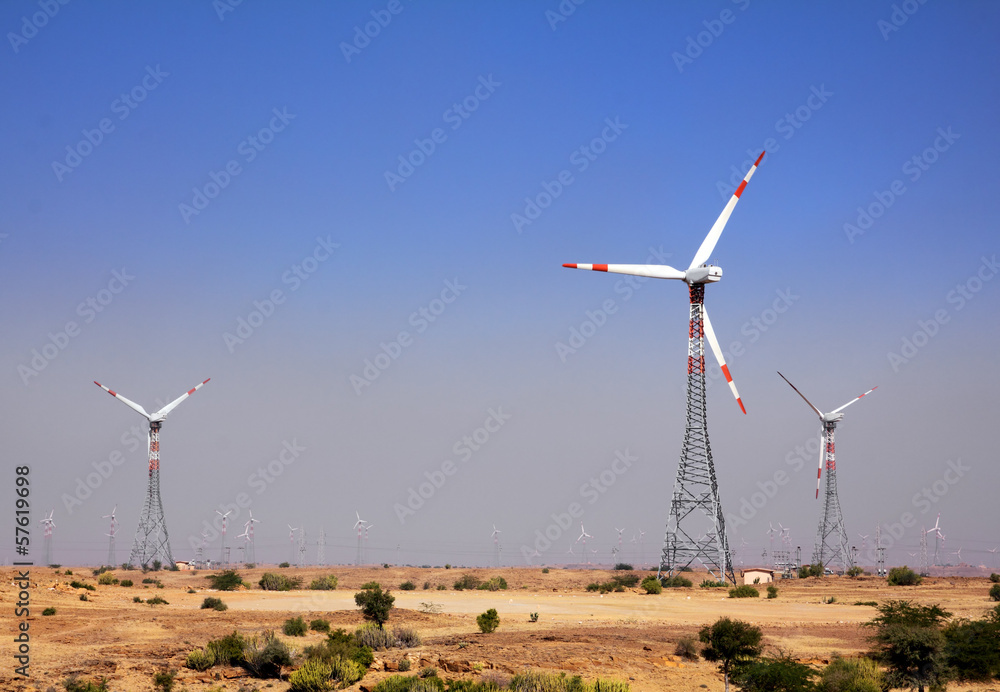 wind farm - turning windmills in India wind farm - turning windmills in India