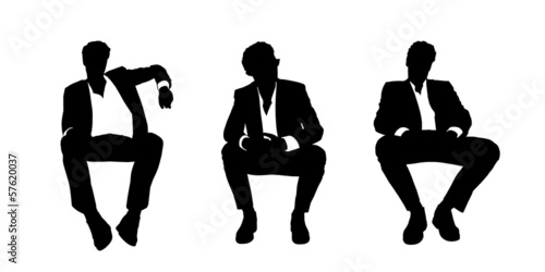 businessman seated in the armchair silhouettes set 1