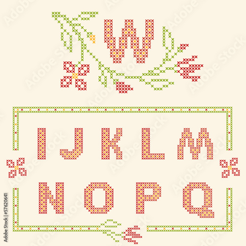 Cross-stitch embroidery in Ukrainian style