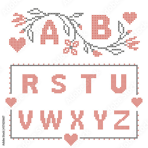 Cross-stitch embroidery in Ukrainian style