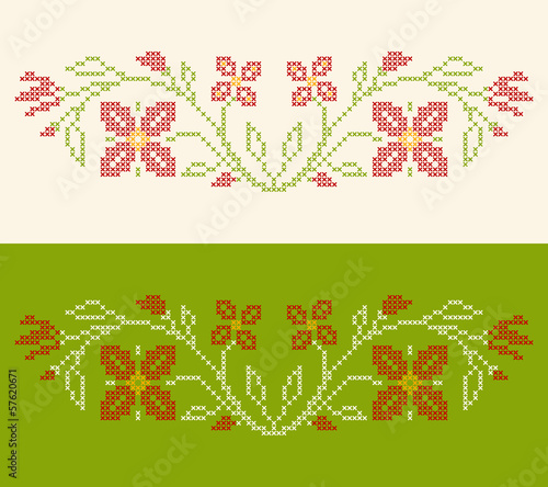 Cross-stitch embroidery in Ukrainian style. Design elements