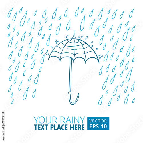 Vector illustration of umbrella and rain