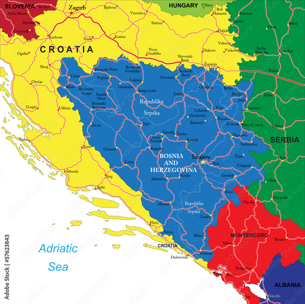 Fototapeta premium Bosnia & Herzegovina map