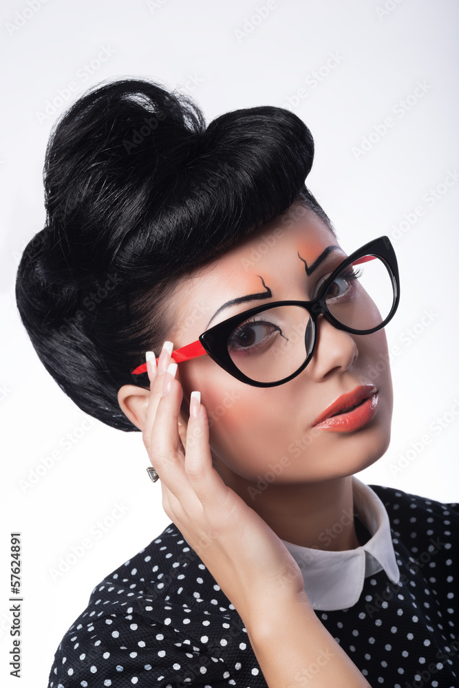 Portrait of beautiful girl model in pin up Portrait of beautiful girl model in pin up