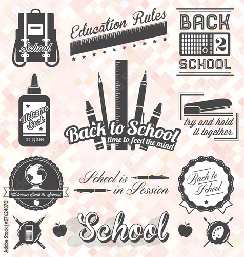 Vector Set: Back to School Labels and Icons