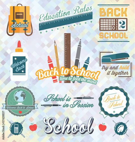Vector Set: Back to School Labels and Icons