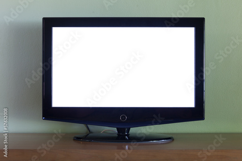 Black flat screen tv set on wood table