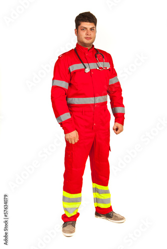 Full length of paramedic man