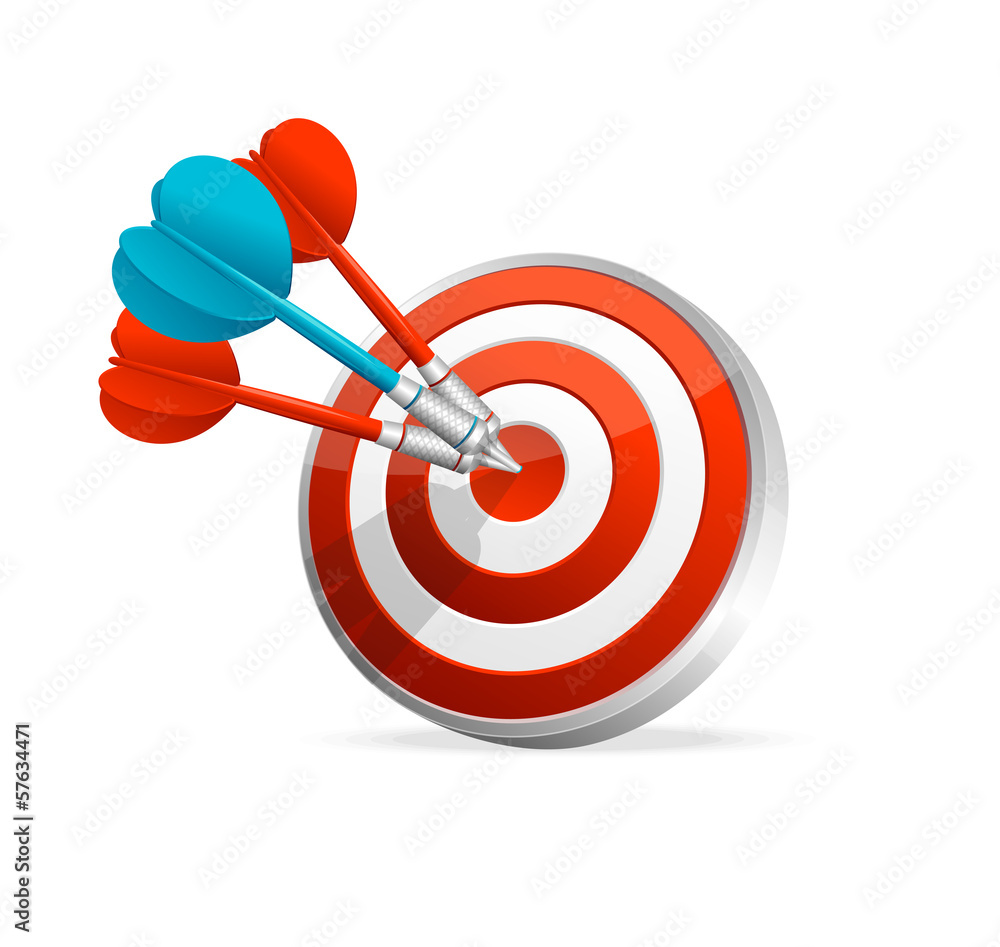 Dartboard with colorful darts. Hitting A Target Dartboard with colorful darts. Hitting A Target