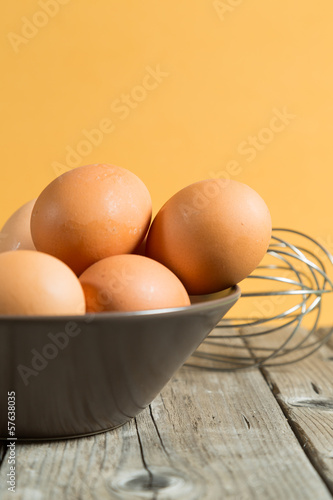 Bowl with eggs photo