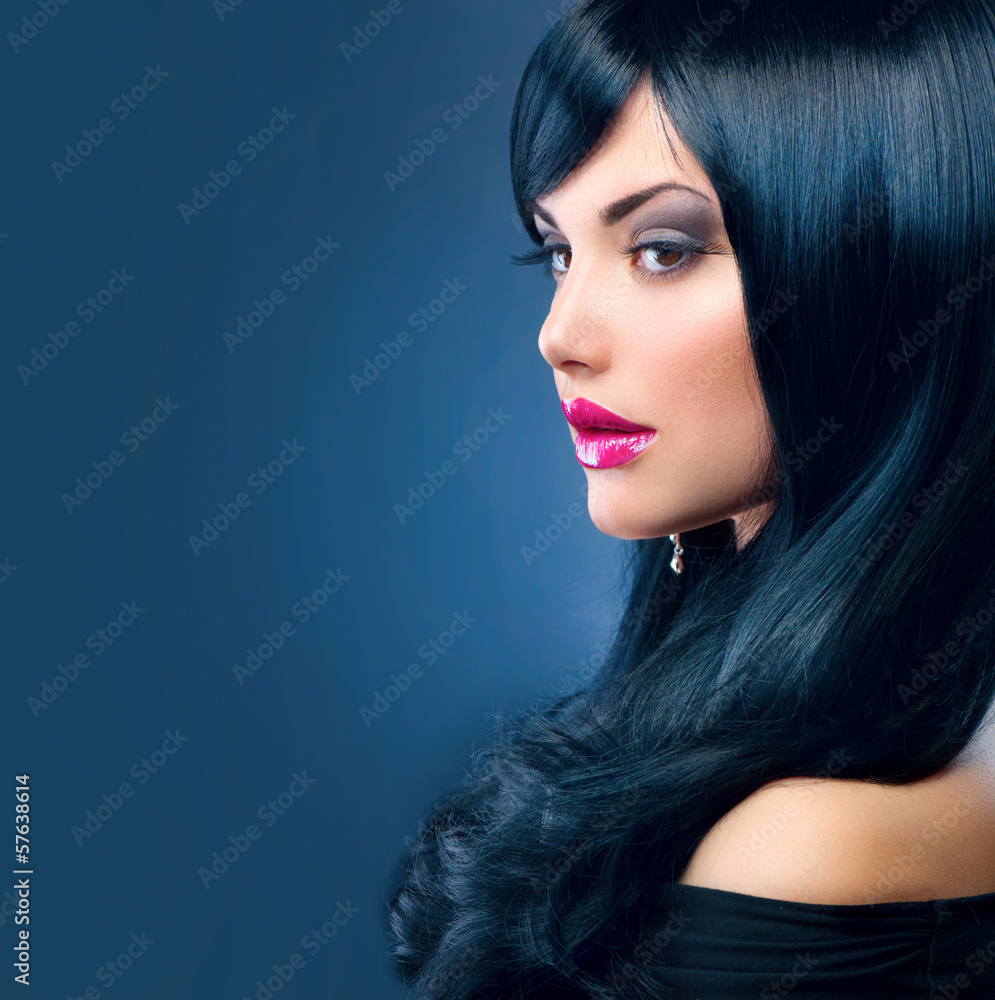 Beautiful Brunette Woman. Healthy Long Black Hair Beautiful Brunette Woman. Healthy Long Black Hair