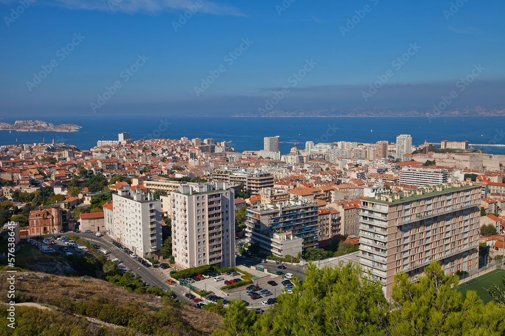 Naklejka premium View of Marseilles city and the Gulf of Lion