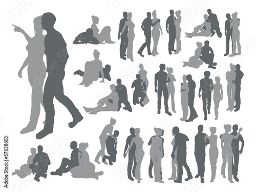 Highly detailed couple silhouettes