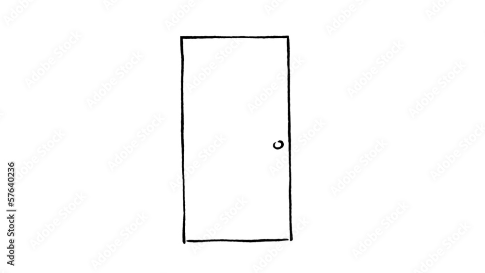 Hand drawn opening door with green (chroma key) background Hand drawn opening door with green (chroma key) background