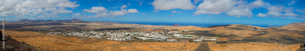 Panoramic view of a fishing village in Lanzarote, Canary Islands