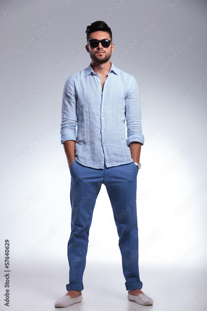 casual man with hands in pockets casual man with hands in pockets