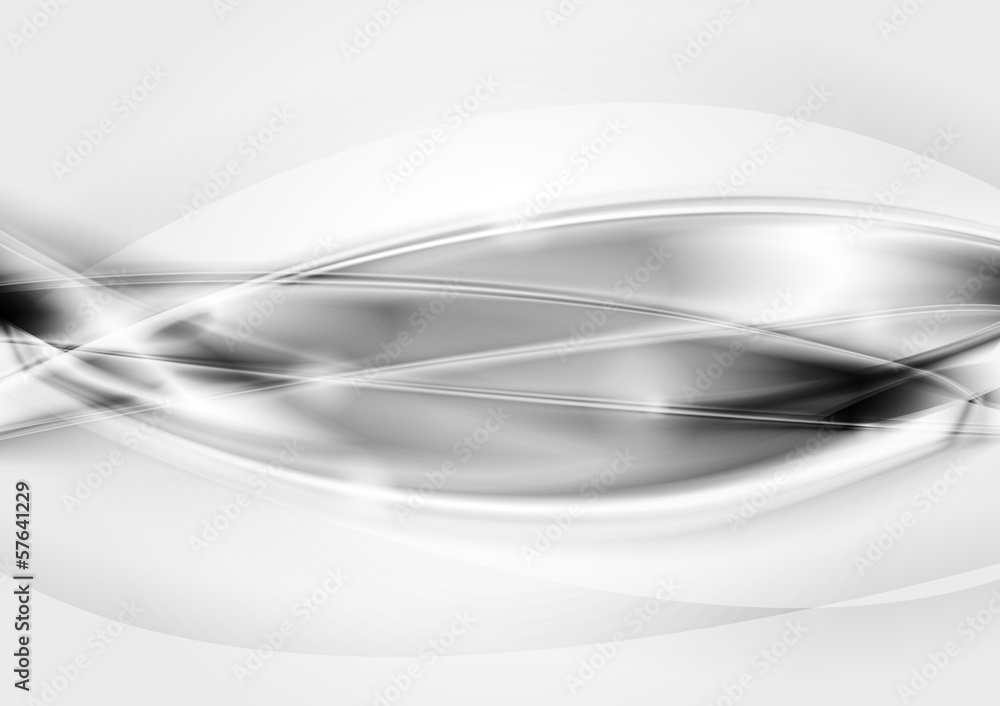 Abstract waves vector silver background - obrazy, fototapety, plakaty 
