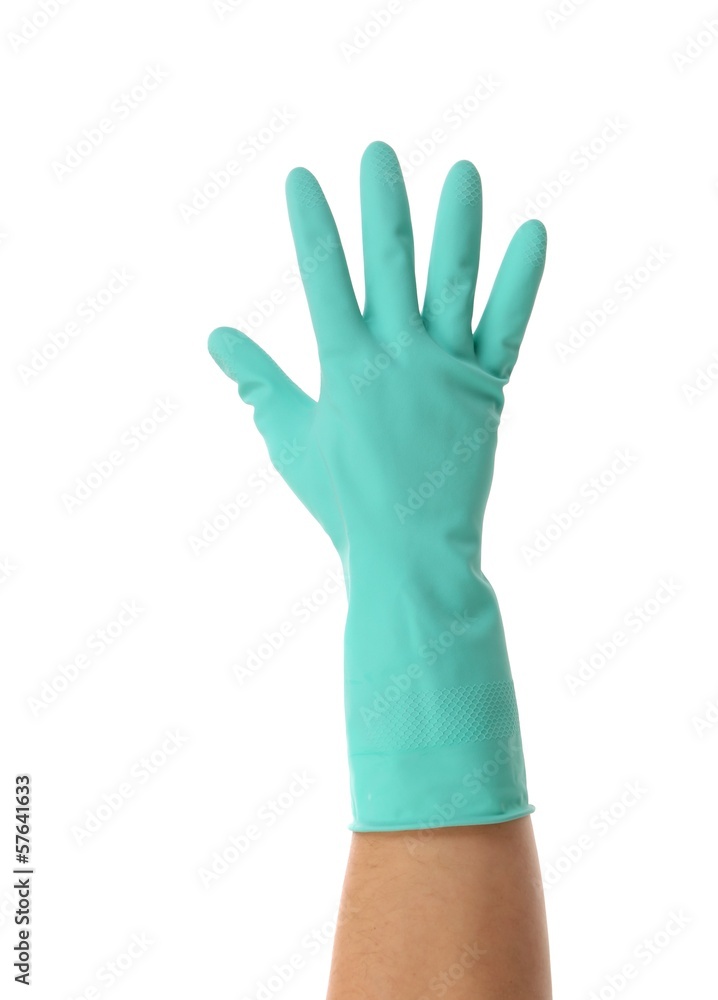 Obraz premium Hand in blue glove.