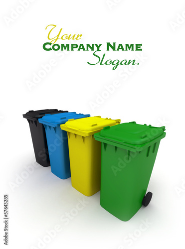 Four plastic recycling bins